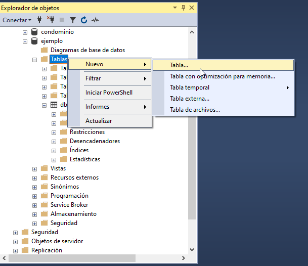 Crear tabla en SQL Sqlserverdb