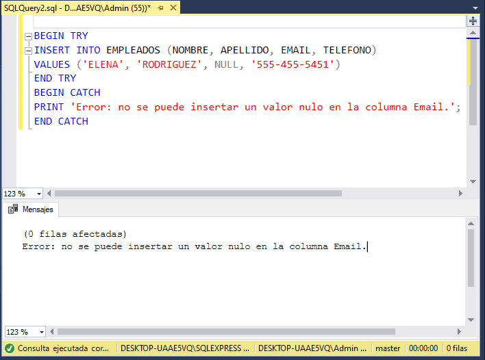 SQL TRY CATCH Para manejar los errores Sqlserverdb