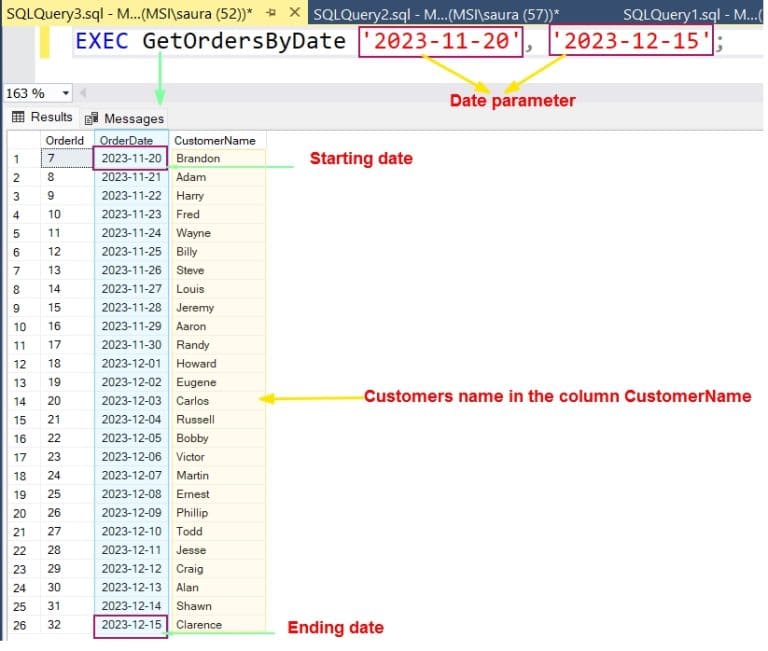 How to Execute Stored Procedure in SQL Server with Date Parameter