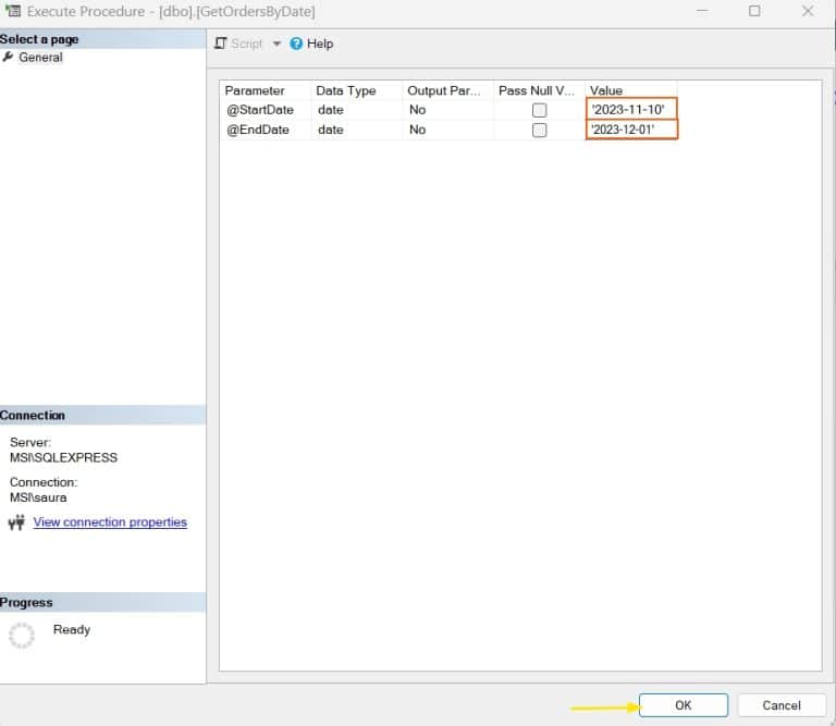 How to Execute Stored Procedure in SQL Server with Date Parameter