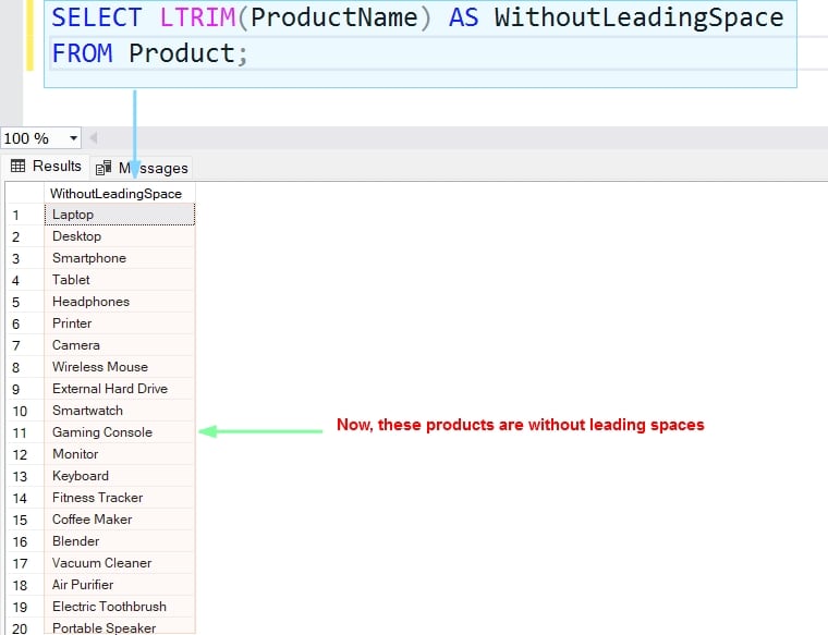 SQL Server LTRIM Function SQL Server Guides