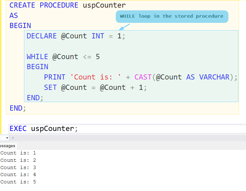 For Loop in SQL Server Stored Procedure SQL Server Guides