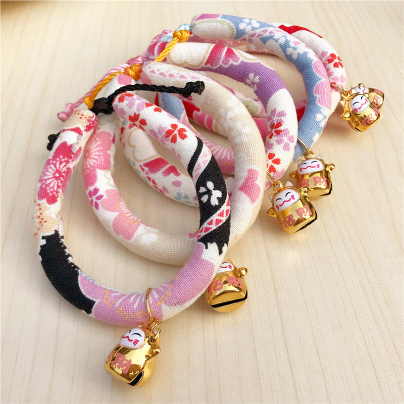 Cute Cat Collar with Kitty Fortune Bell Japanese Style SQUARE PETS