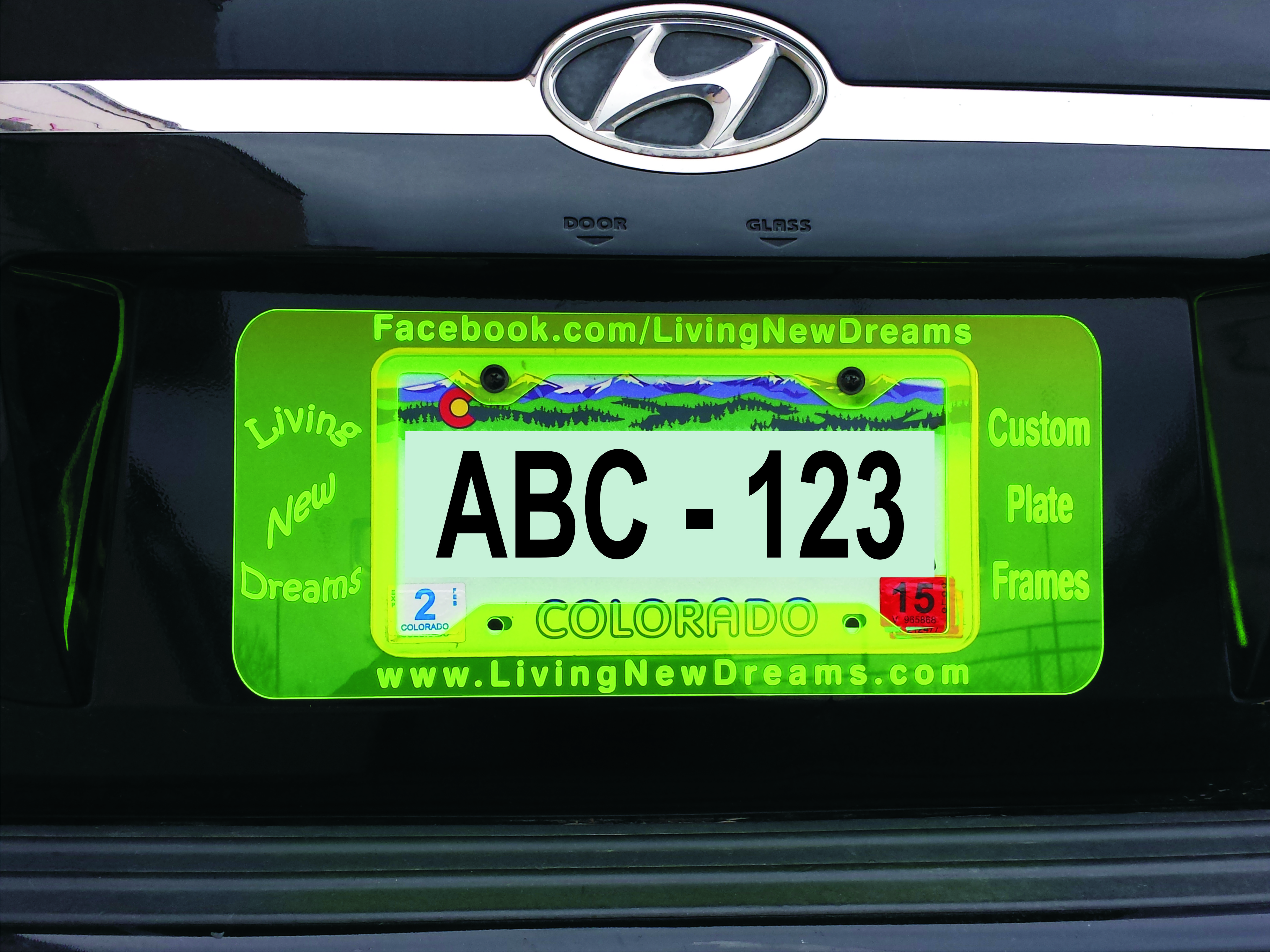 Custom Neon Green License Plate Frame