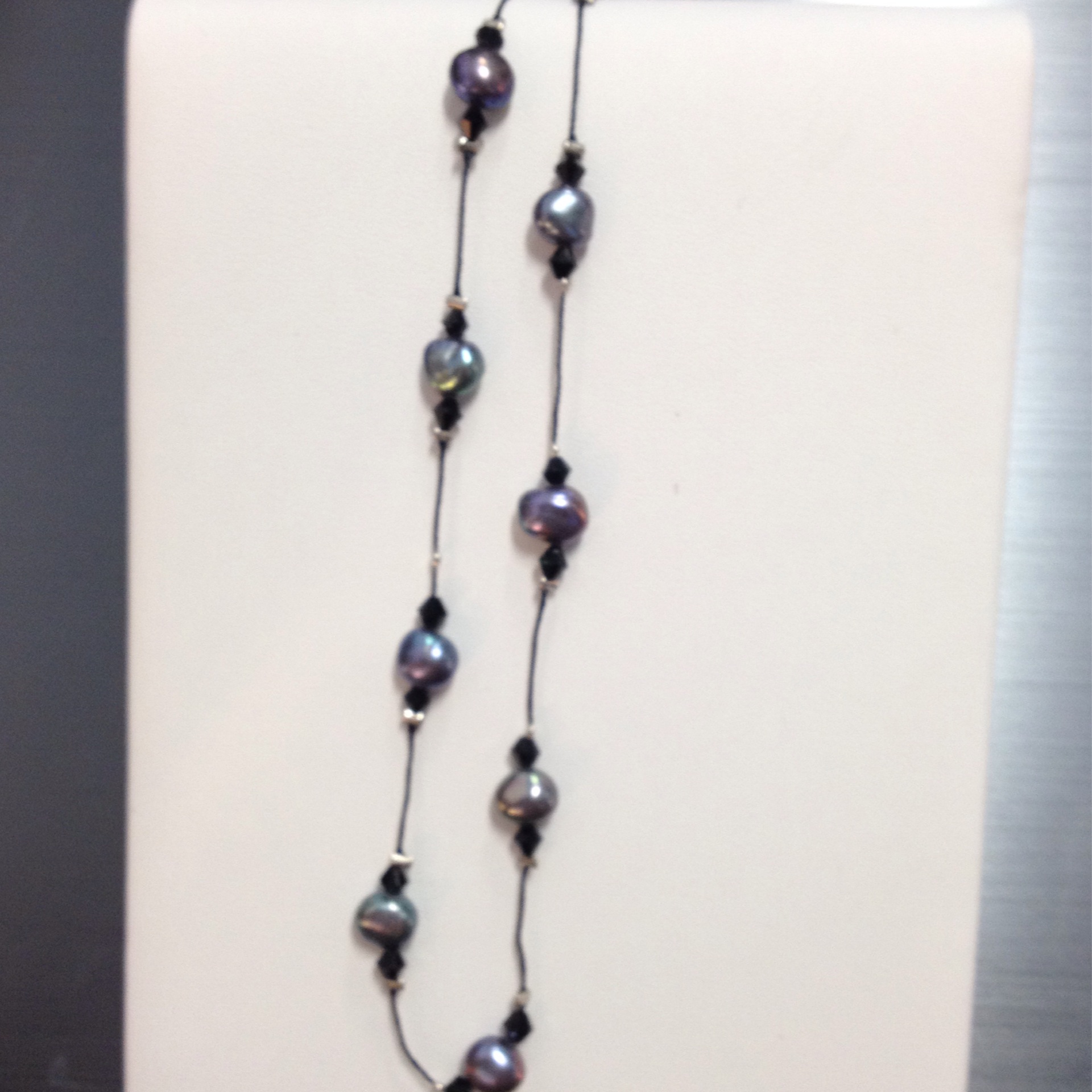 Black Freshwater Pearls And Crystals.