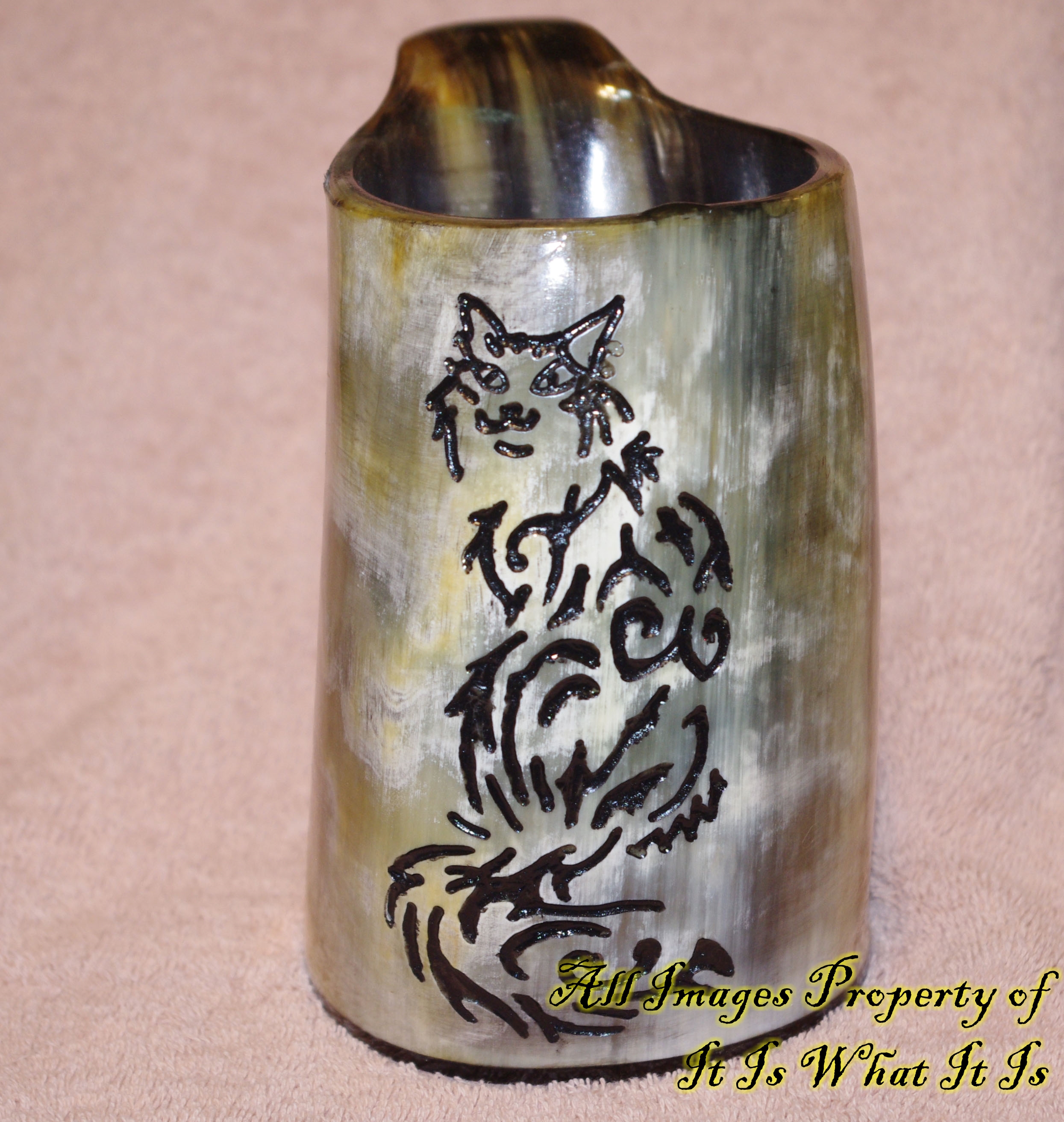 Hand carved Horn Mug