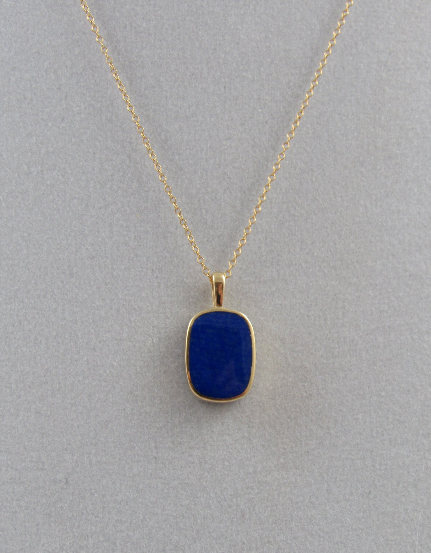 14K Gold & Lapis DoubleSided Pendant 033