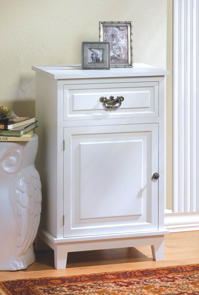 Classic White Wood with Shelves and Top Drawer