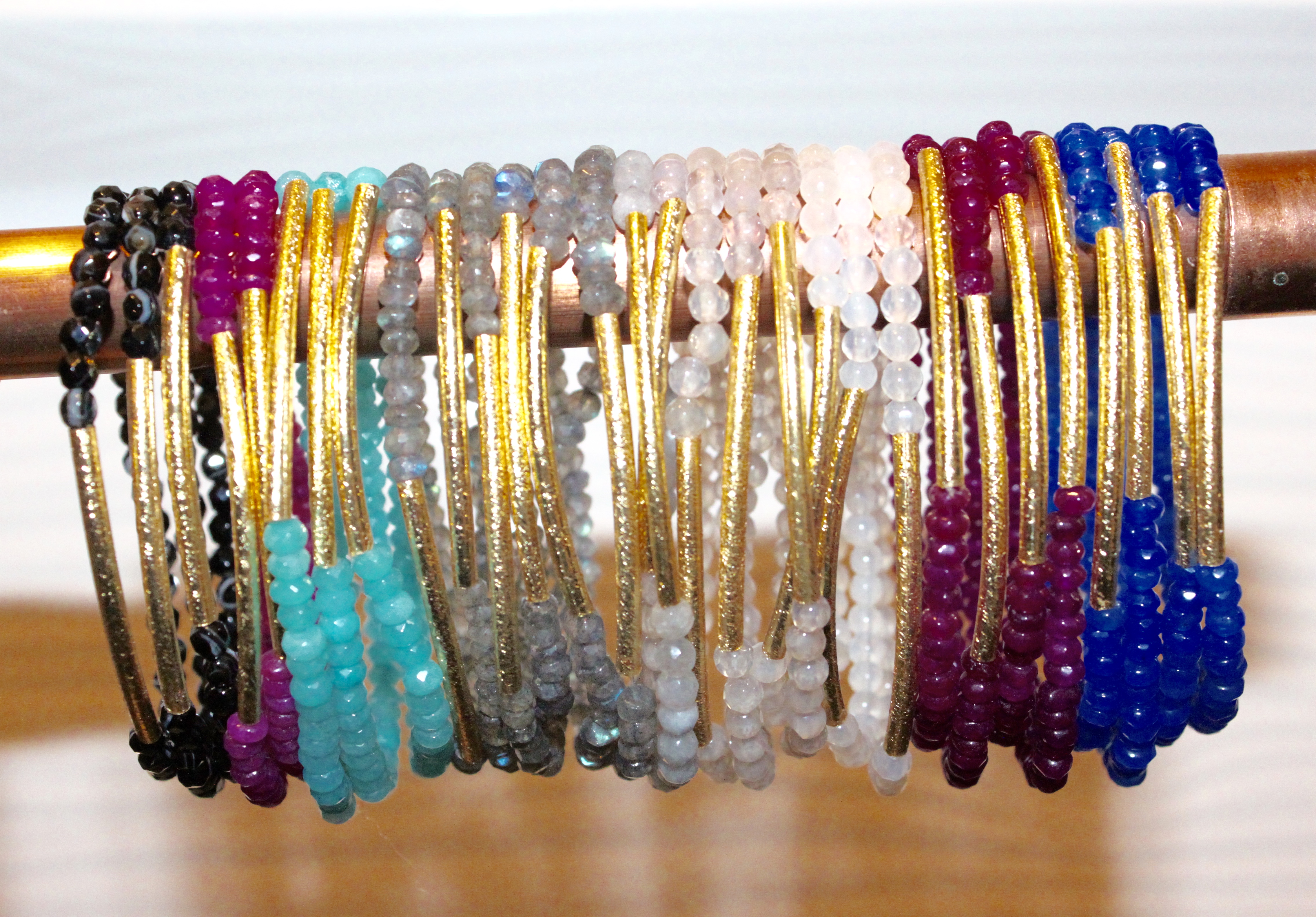 Gemstone stretch bracelets