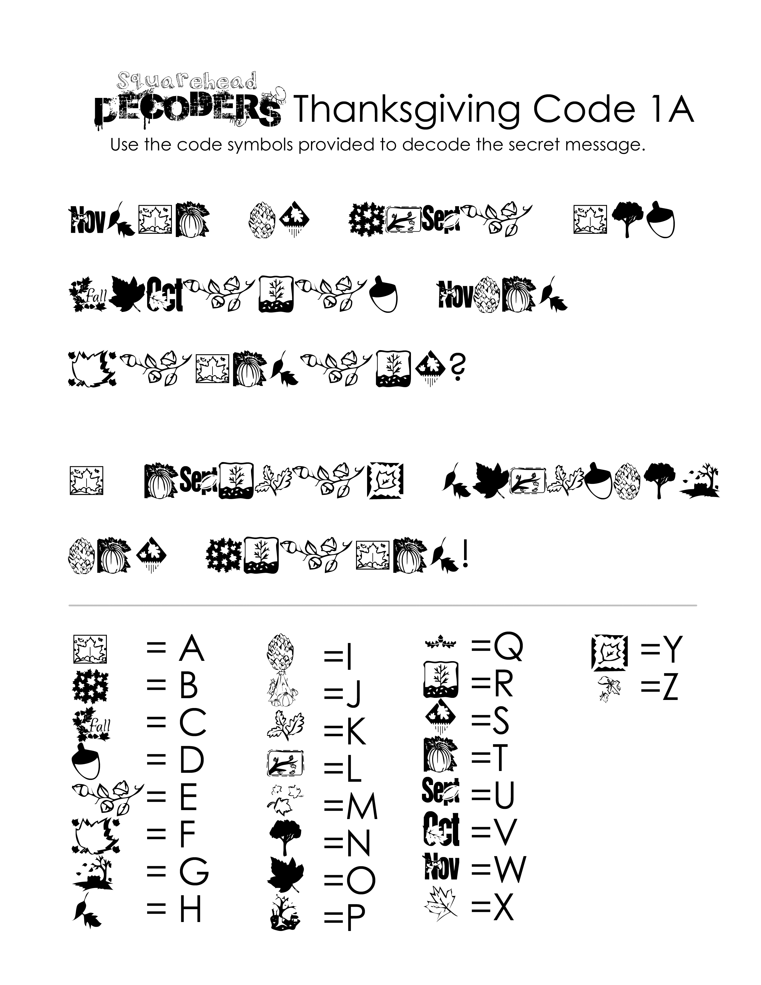Thanksgiving Decoding Worksheets (Free!) | Squarehead Teachers