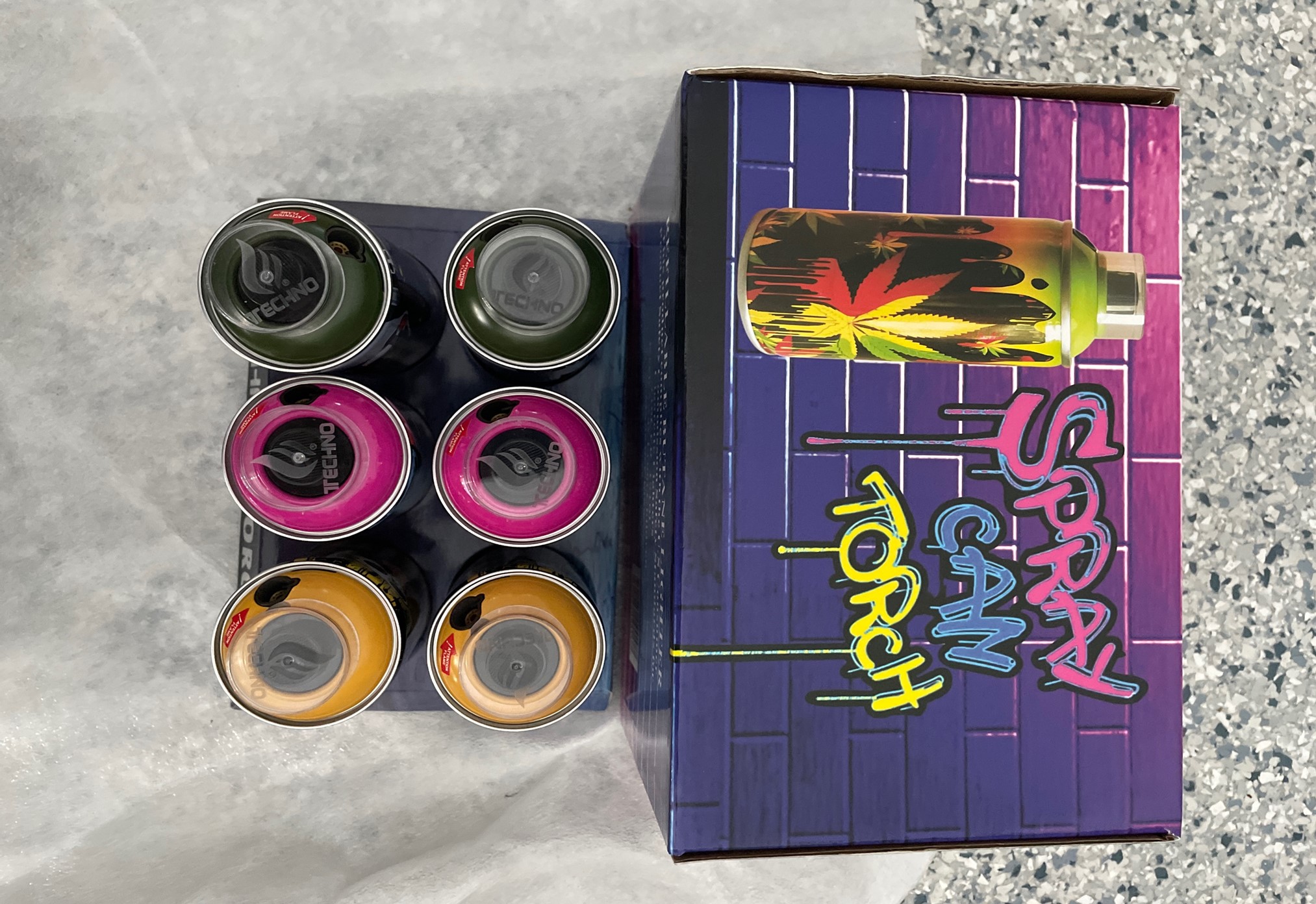 MINI SPRAY CAN TORCH GRAFFITI 6CT Square wholesale