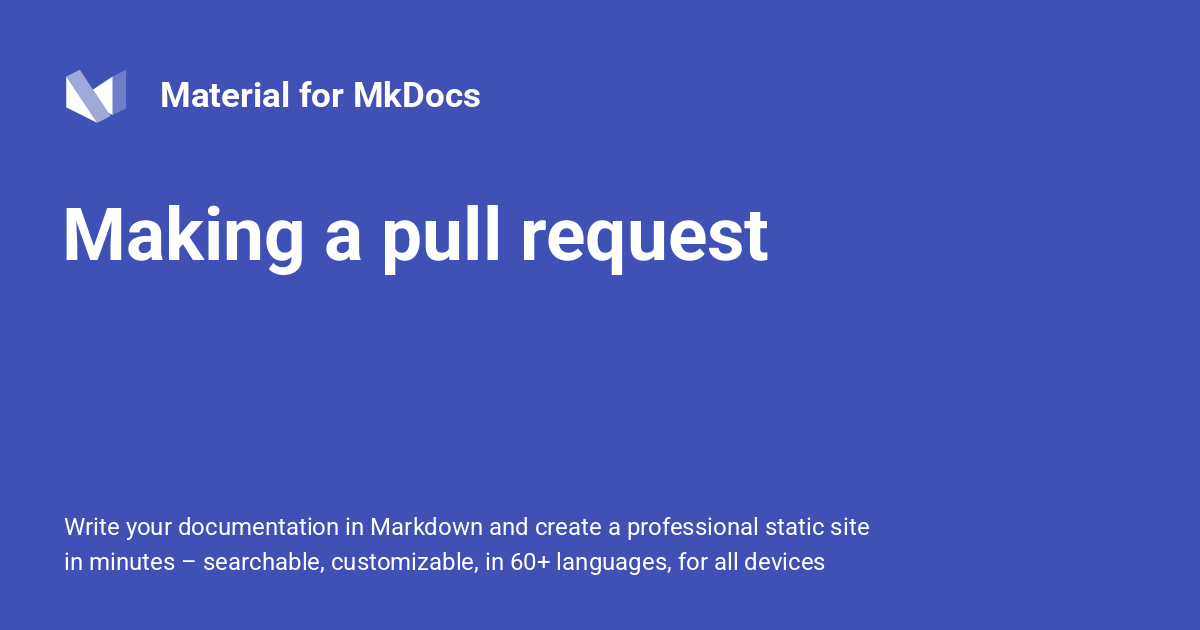 Making a pull request Material for MkDocs