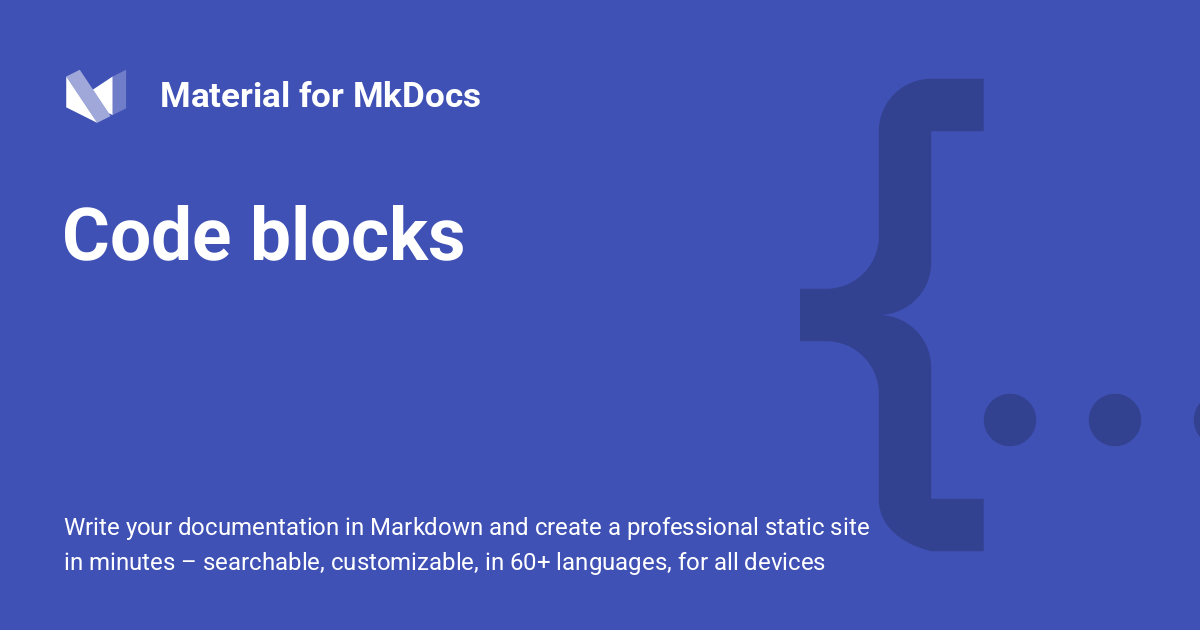 Code blocks Material for MkDocs