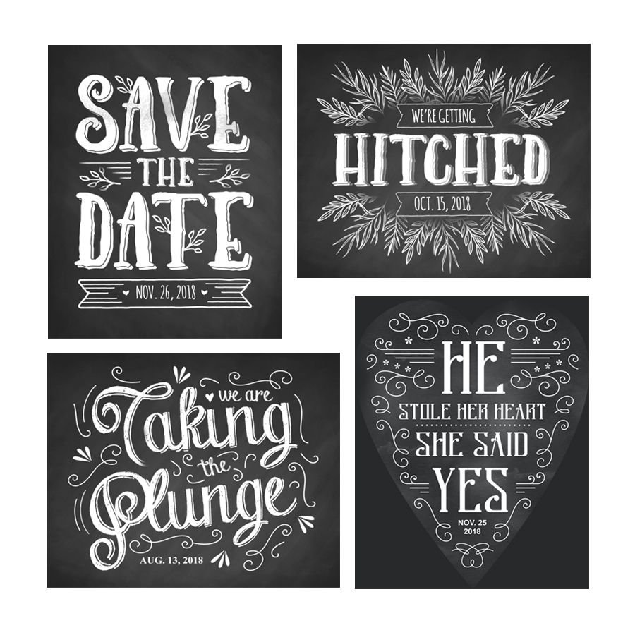Chalkboard Signs Set Save The Date