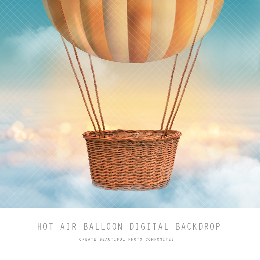 Hot Air Balloon Clouds Digital Backdrop
