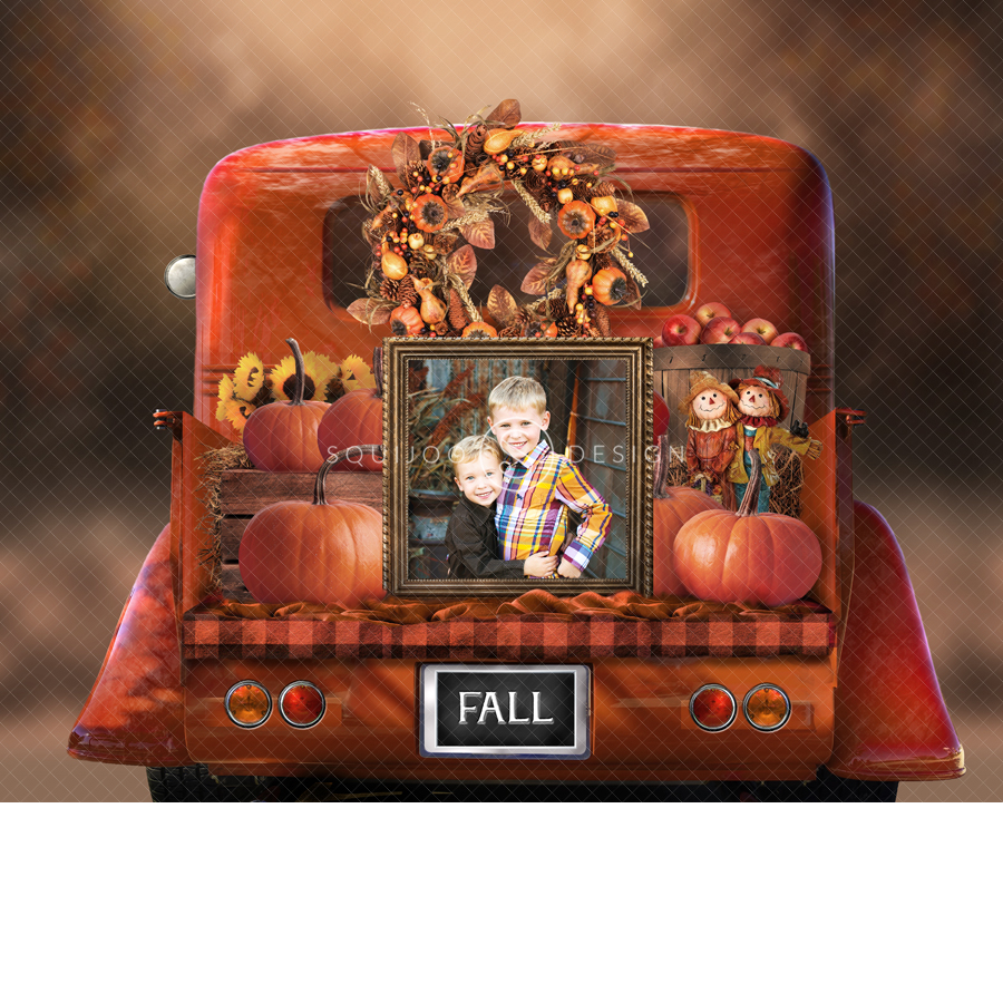 Fall Fun Vintage Truck Digital Backdrop