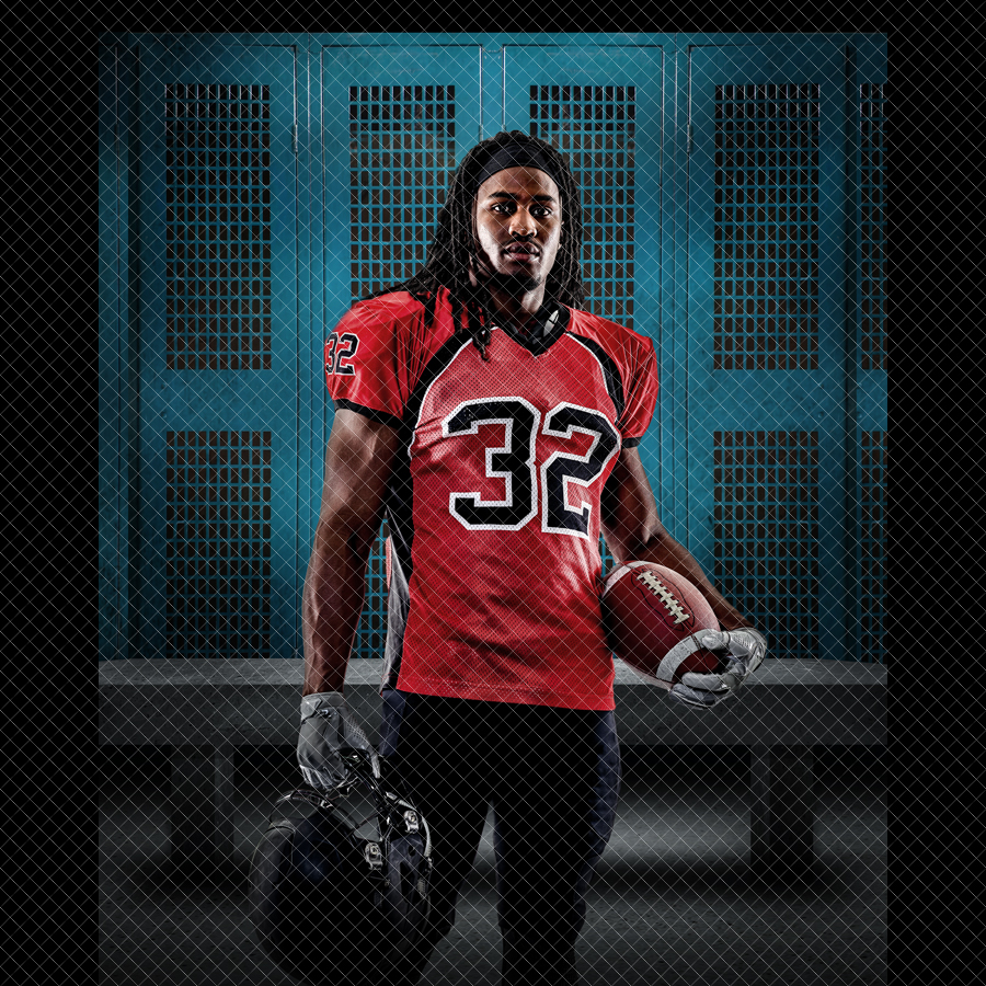 Football Sports Digital Backdrop Locker Room
