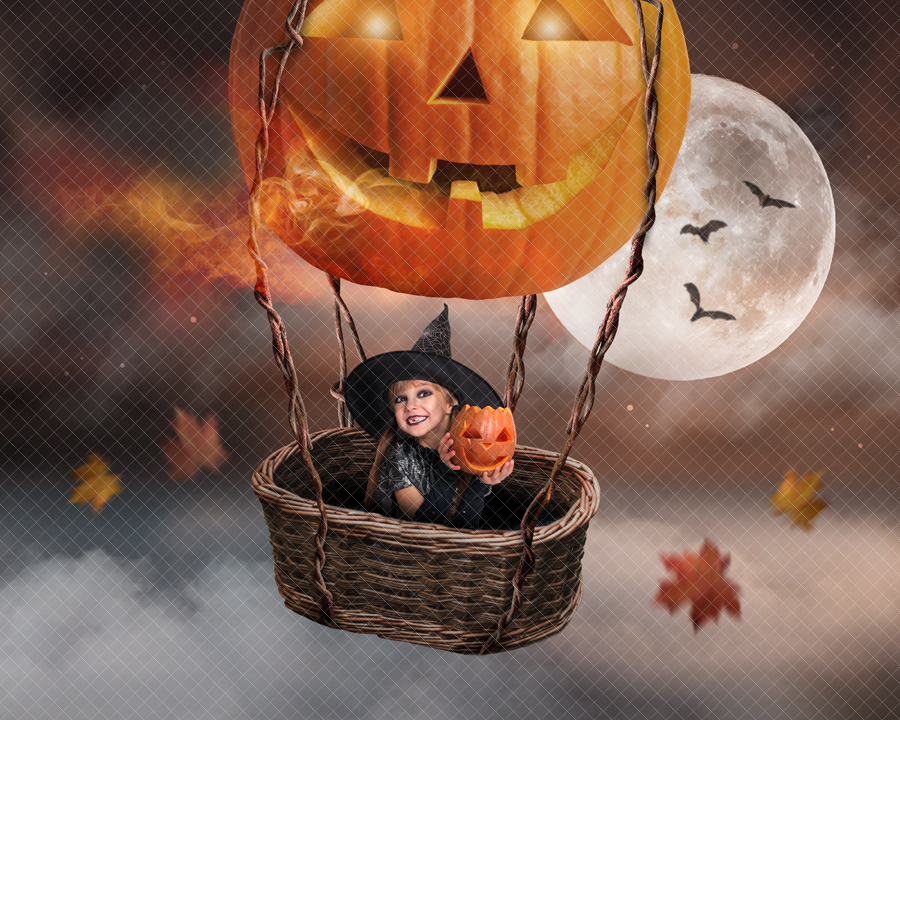 Halloween Hot Air Balloon Digital Backdrop