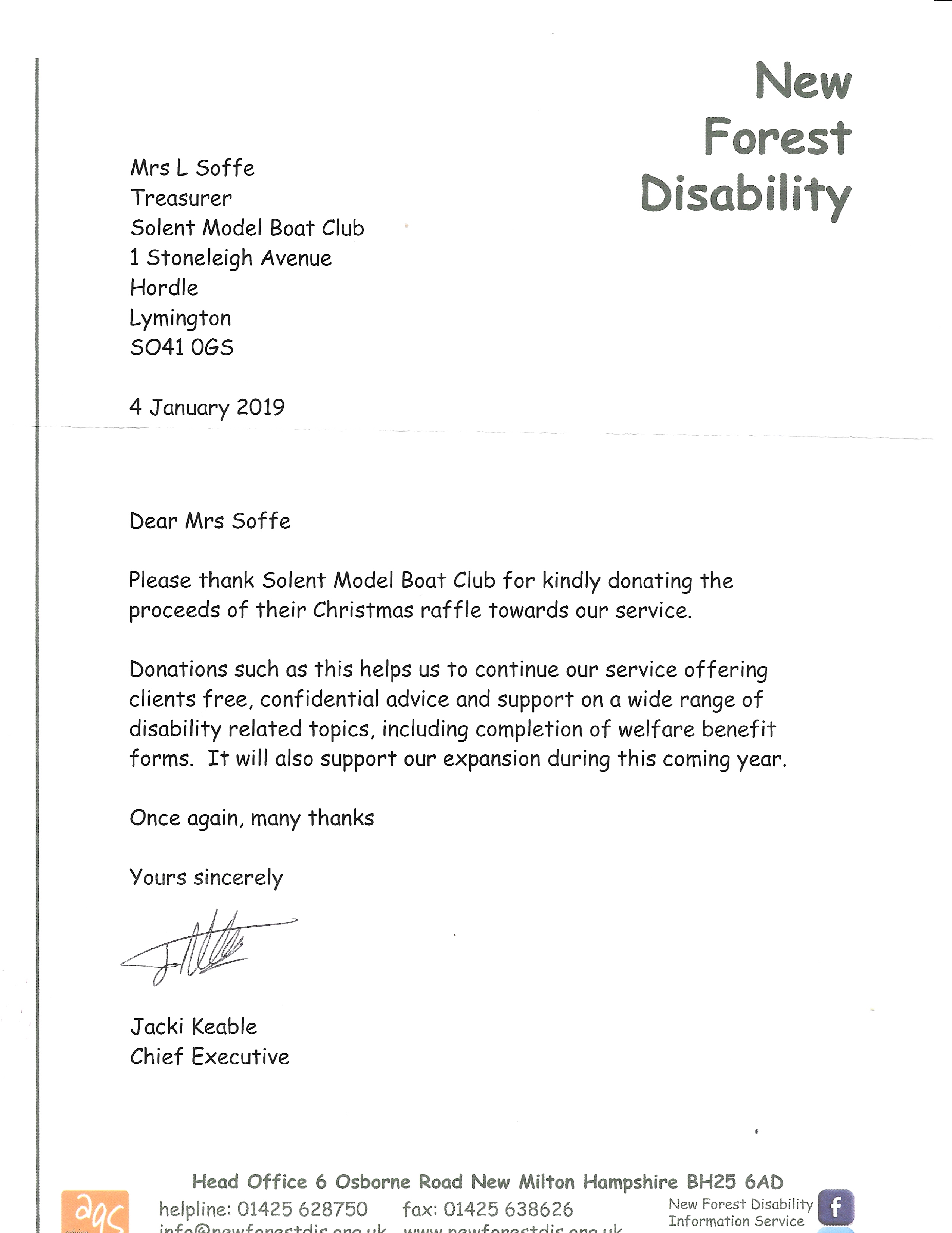 Xmas Raffle Thank You Letters SRCMYC/SRCMBC