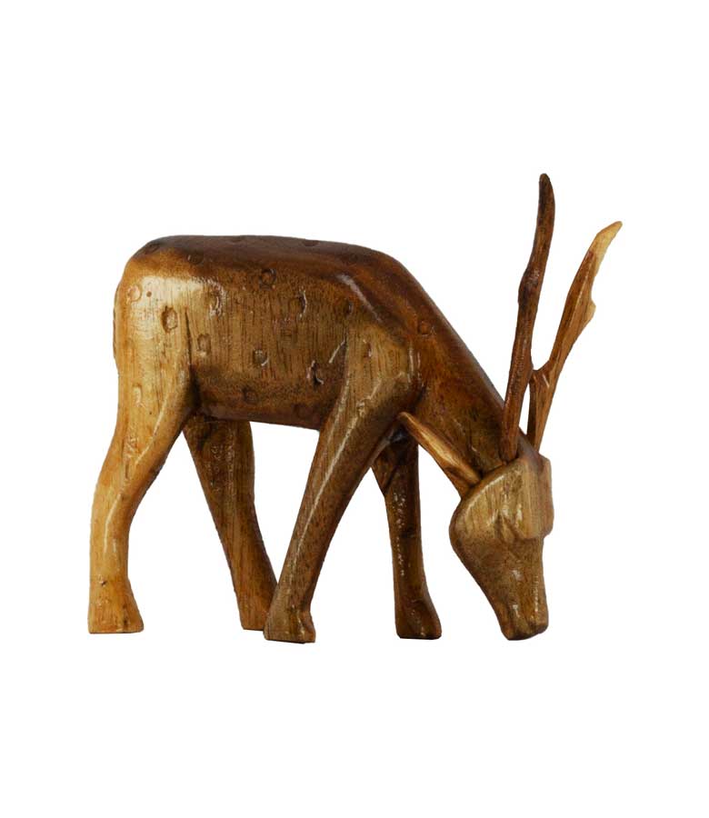 Wooden Grazing Deer, Home Decor, Handcrafted Srejonee