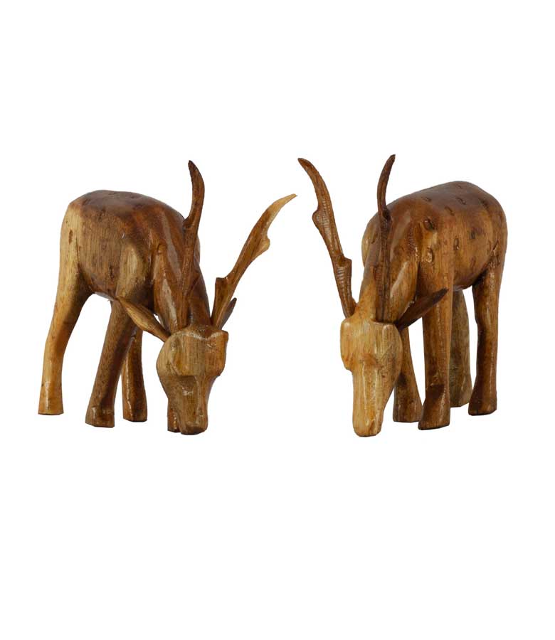 Wooden Grazing Deer, Home Decor, Handcrafted Srejonee