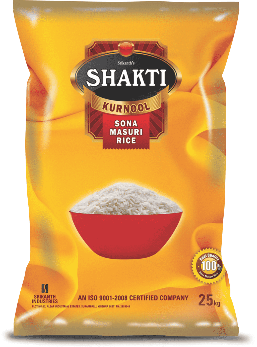 SHAKTI SONA MASOORI RICE 25kg Srikanth Industries