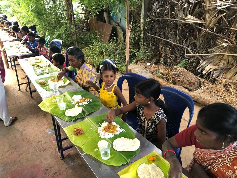 Feed the Hungry at Trichy village Sri Poornamahameru Trust