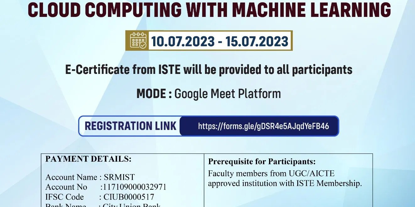 One Week National Level ISTE Approved STTP SRM Ramapuram SRMIST