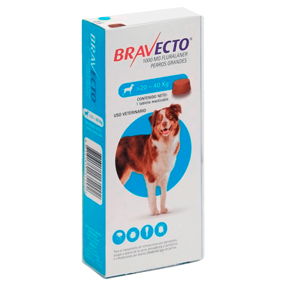 Bravecto 20 a 40kg 1000 mg x1 tab. SrPet.