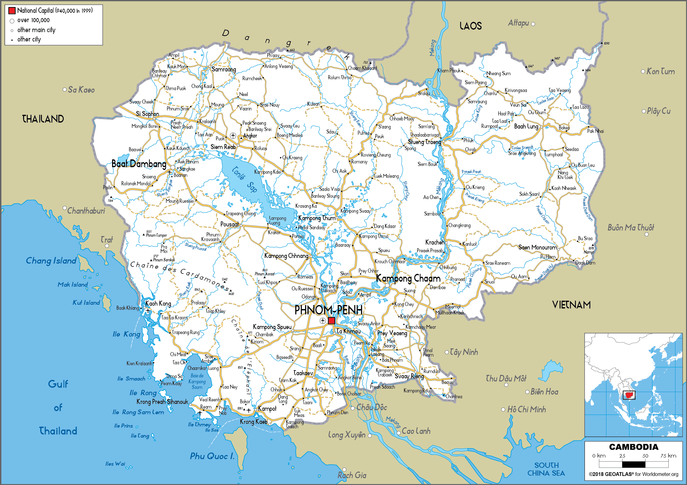 Pain Points Cambodia Map (Road) Worldometer