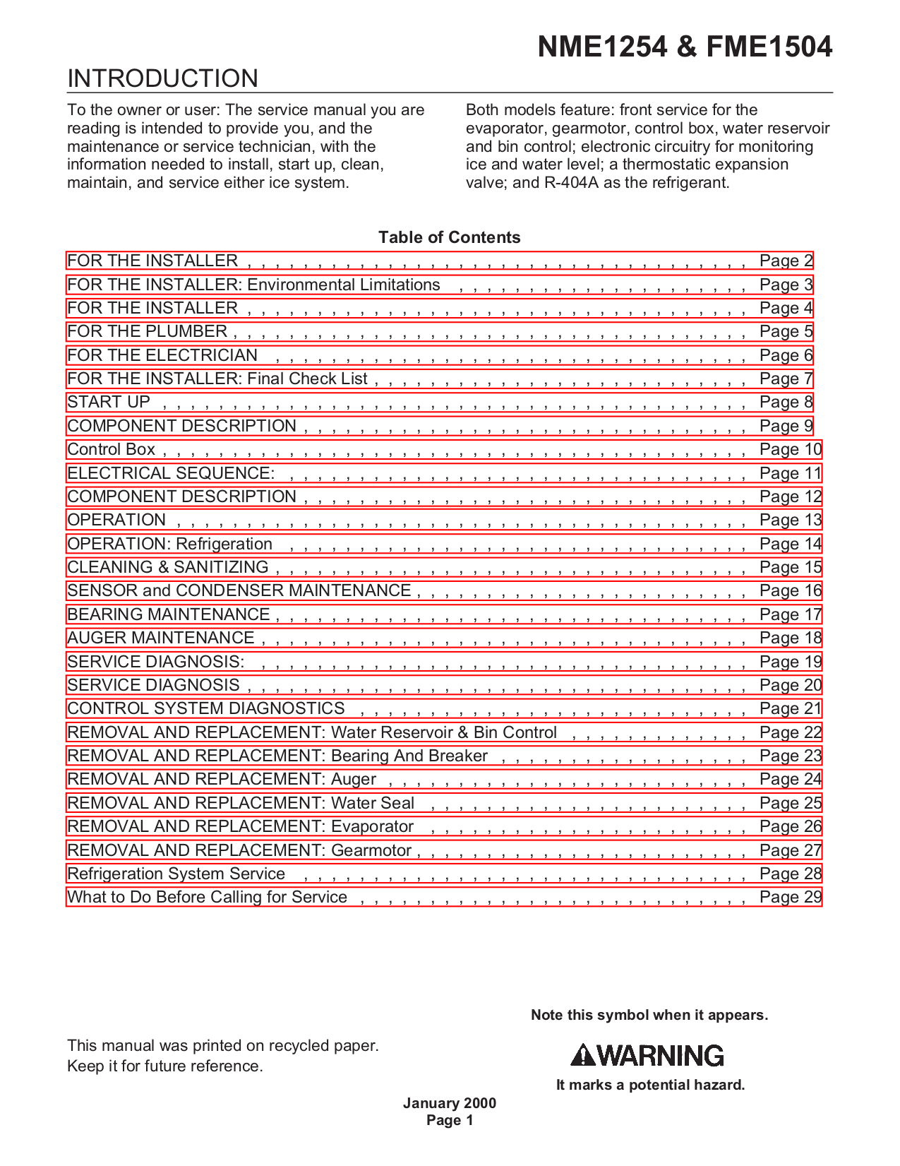 Download free pdf for Scotsman FME1504 Ice Machine Other manual