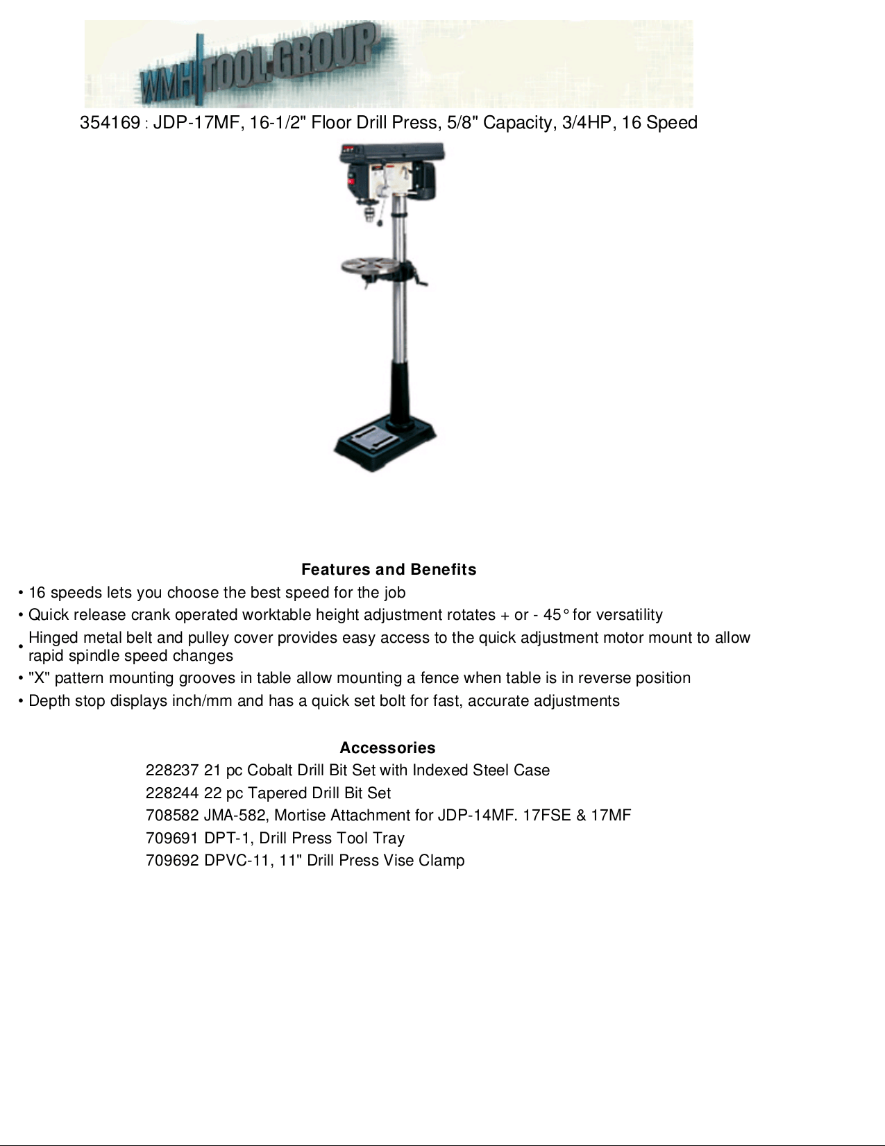 Download free pdf for Jet JDP17MF Drill Press Other manual