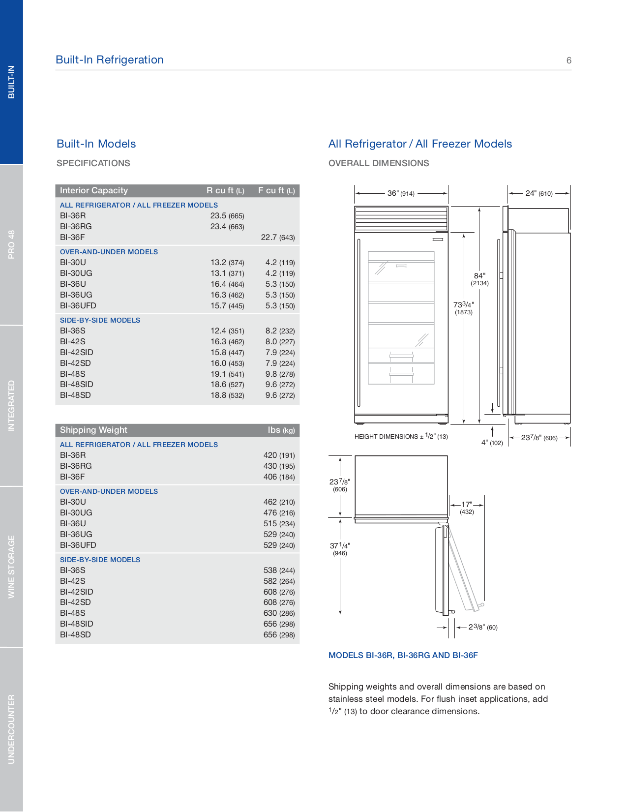 PDF manual for Wolf Refrigerator 600 Series BI48S