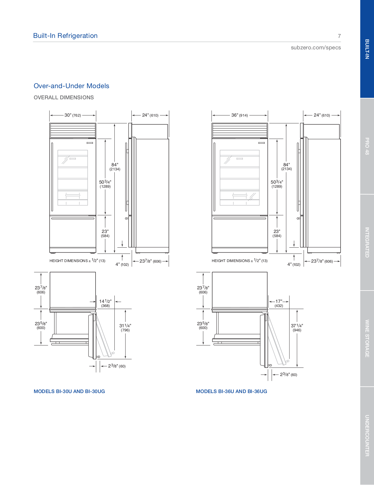 PDF manual for Wolf Refrigerator 600 Series BI48S