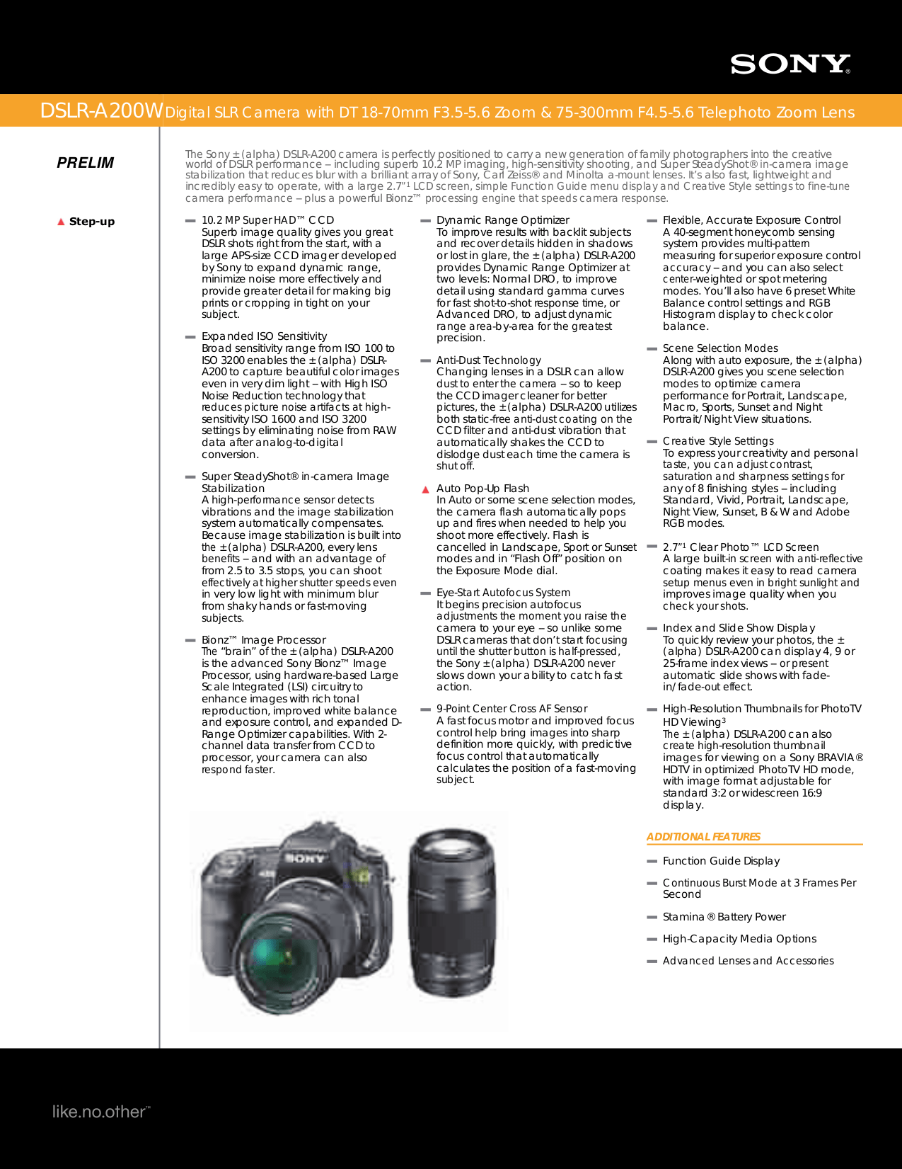 Download free pdf for Sony DSLRA200 Digital Camera manual