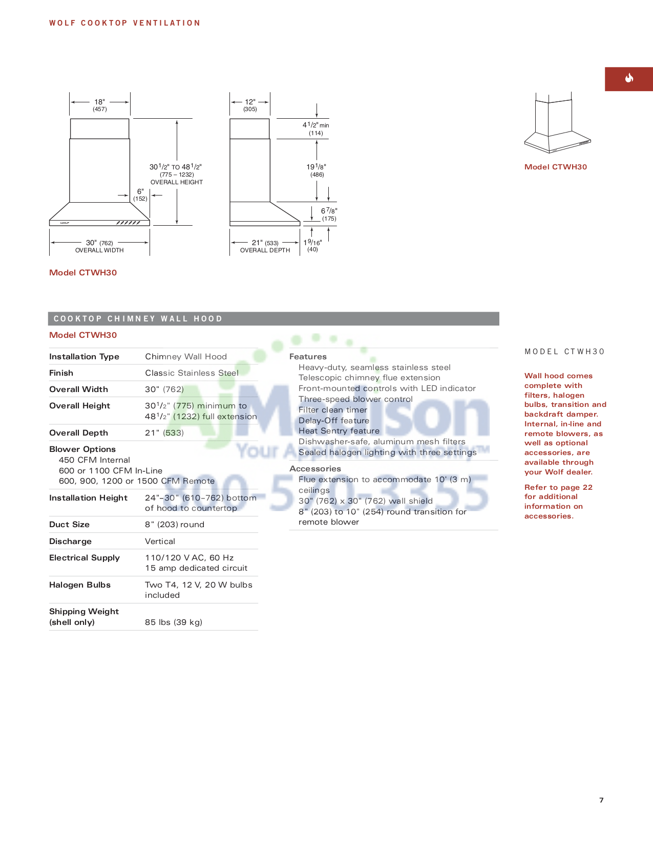 PDF manual for Wolf Other PL522212 Ventilation Hood Liners