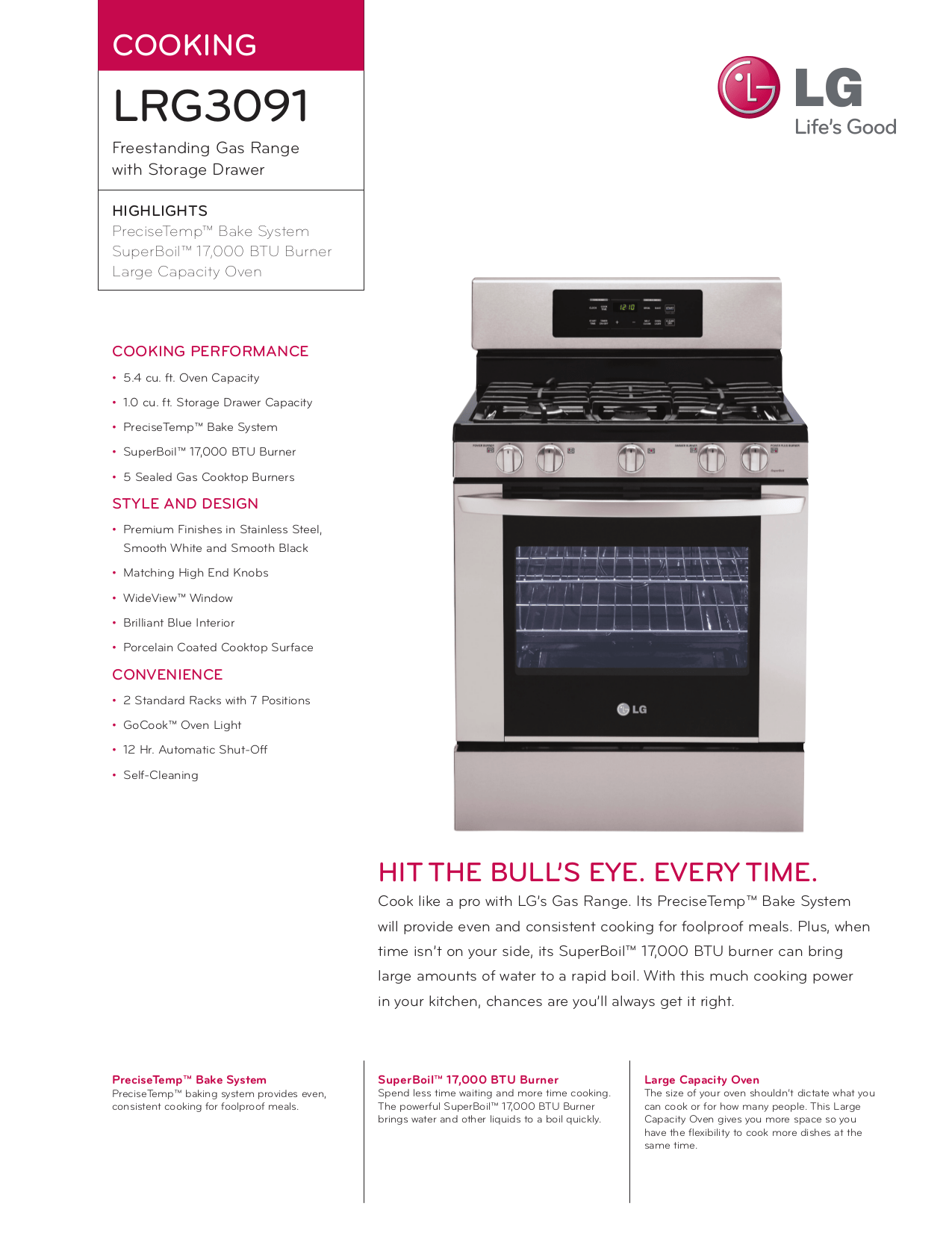 Download free pdf for LG LRG3091ST Range manual