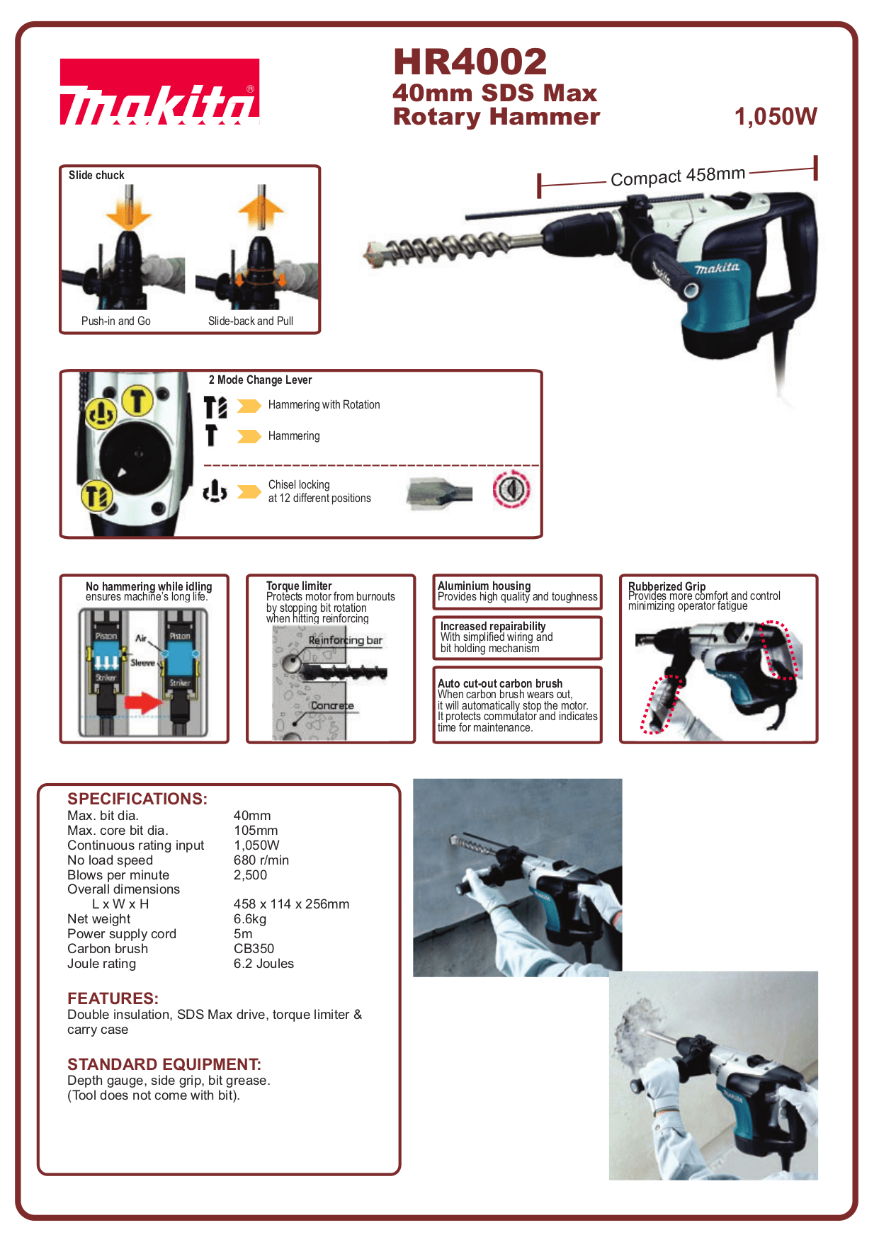 Download free pdf for Makita HR4002 Rotary Hammer Other manual