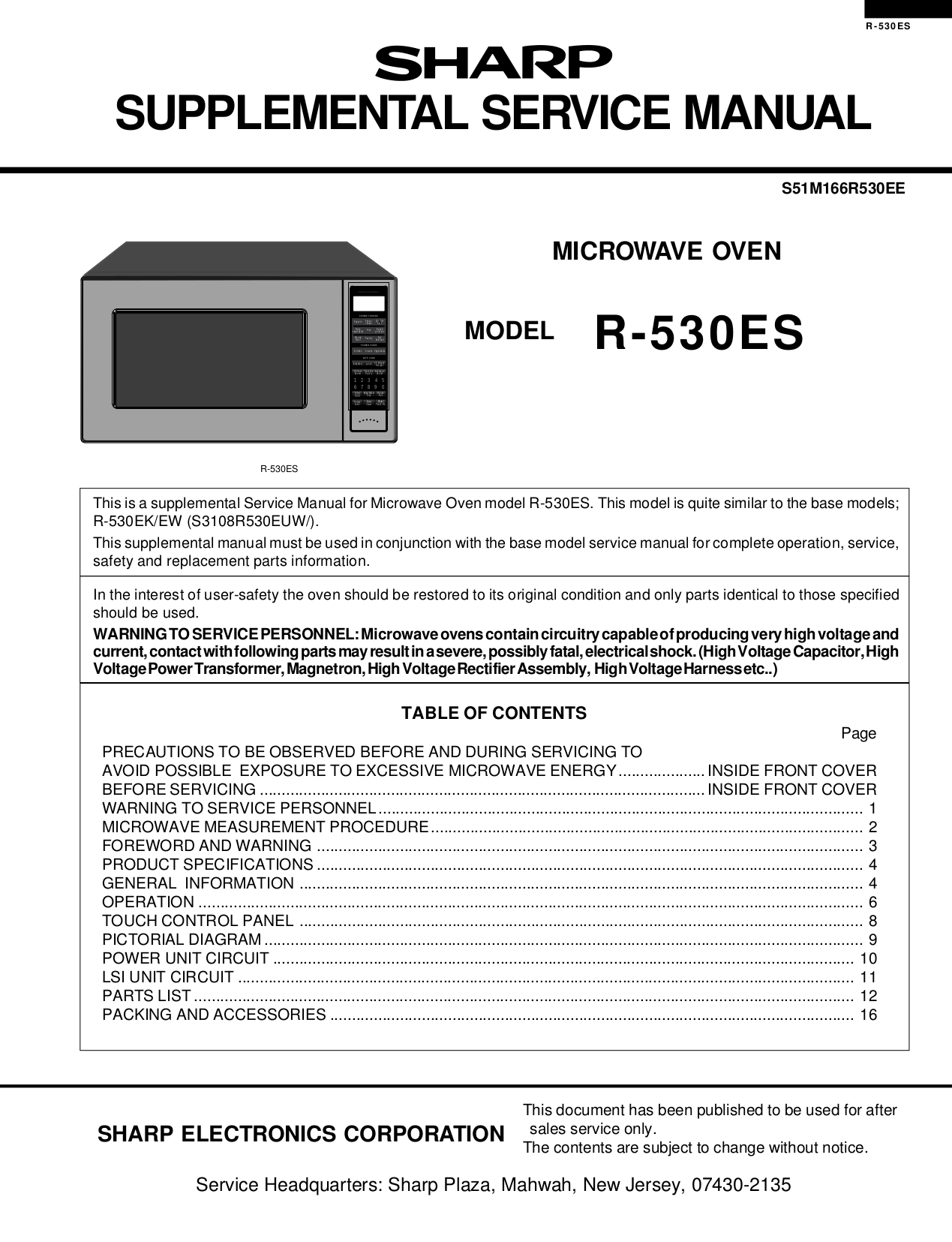 Download free pdf for Sharp R1200 Microwave manual