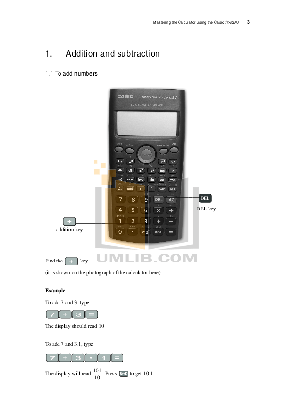 PDF manual for Casio Calculator fx82MS
