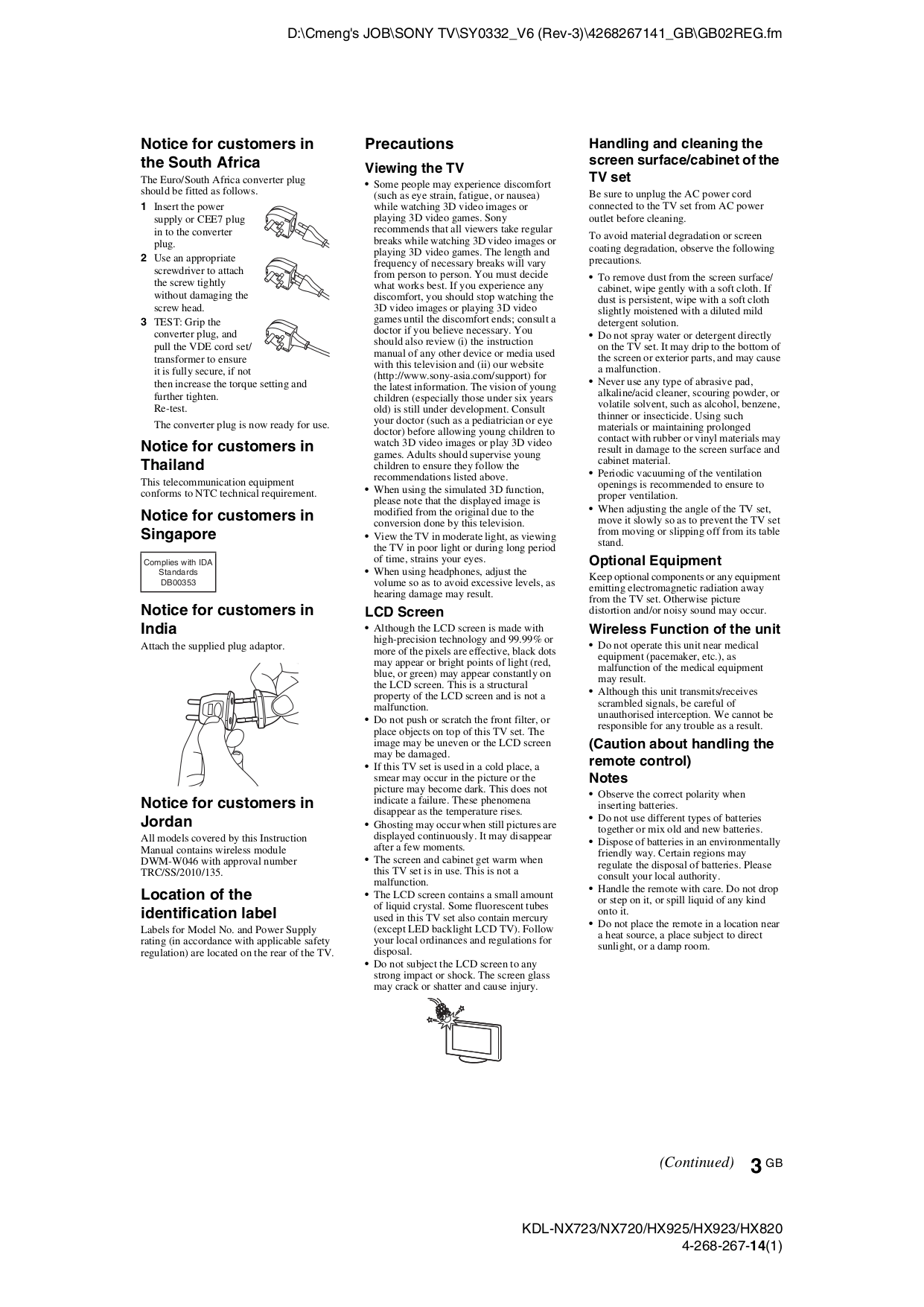Manuals for KD-55A1 Sony UK