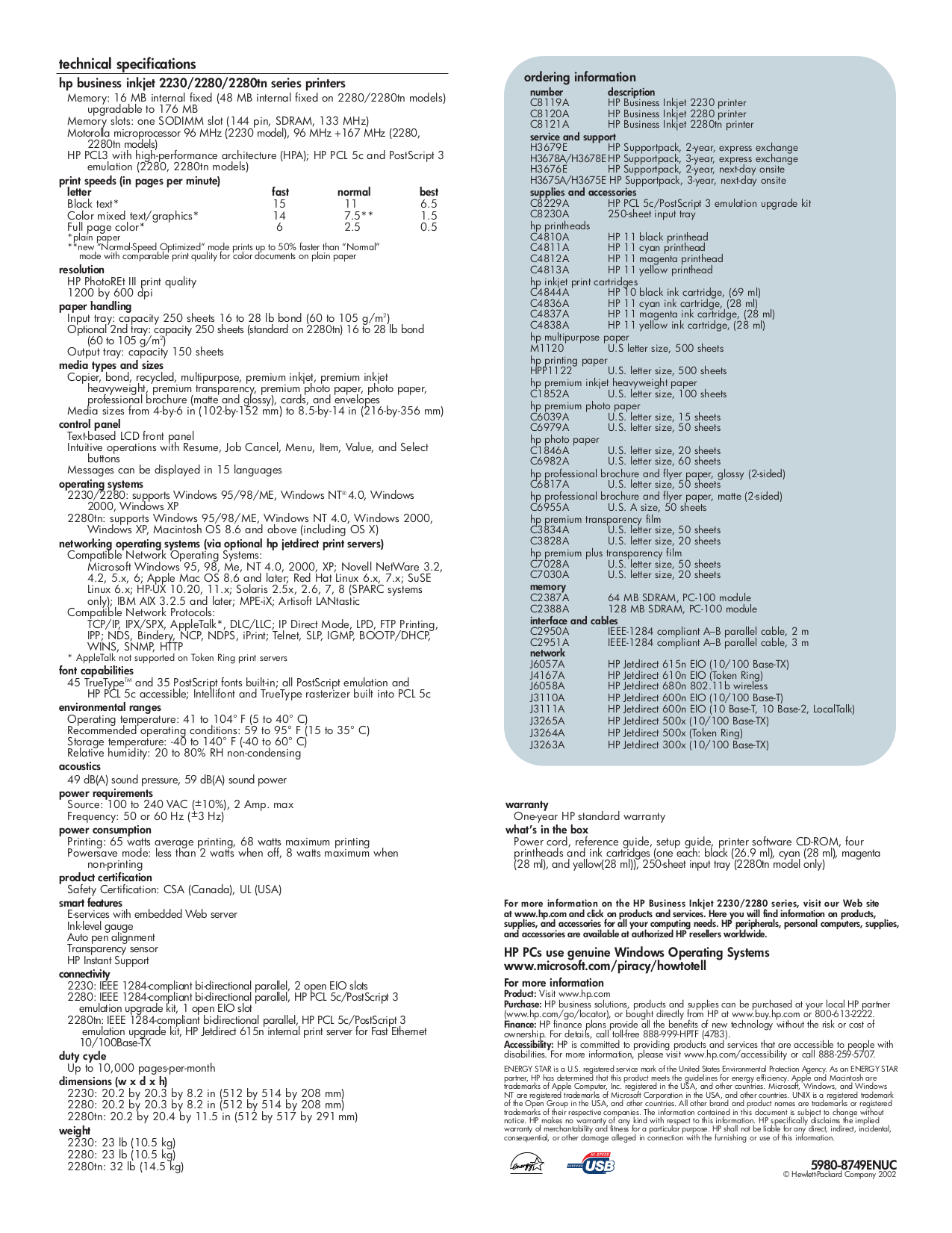 PDF manual for HP Printer Business Inkjet 2280