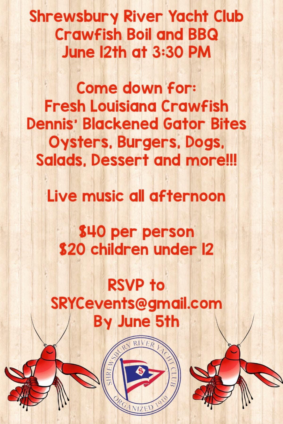 Crawfish Boil & BBQ Shrewsbury River Yacht Club