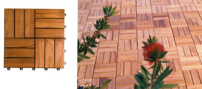 Piastrelle quadrotto in acacia per pavimenti esterni 30 x 30 con