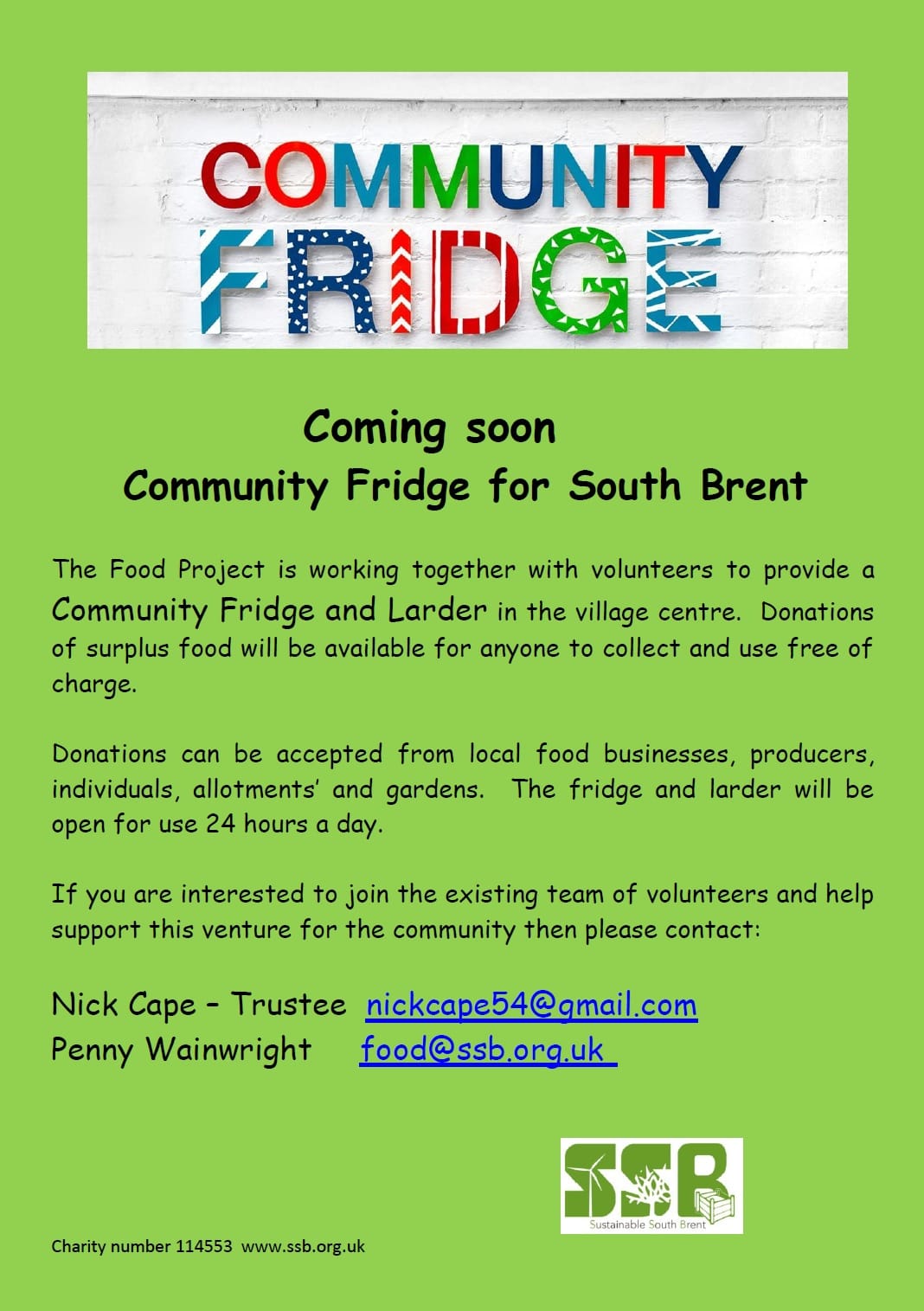 SSB’s Community Fridge on BBC Radio Devon Sustainable South Brent