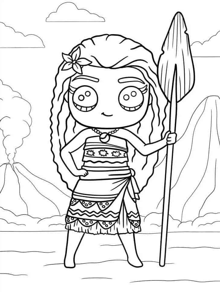 Little cute Moana Coloring Pages for kids