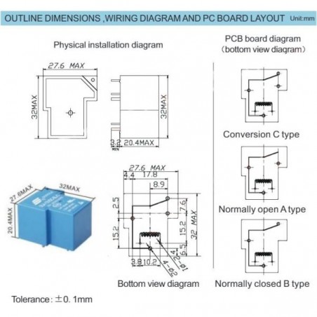 SLA-12VDC-SL-C RELE, RELAY O RELEVO DE 12V 30A 6 PINES