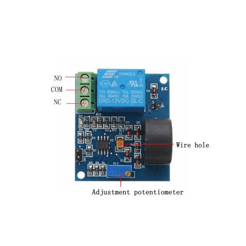MODULO DE PROTECCION SOBRECORRIENTE AC SENSOR 5A + RELE 12V