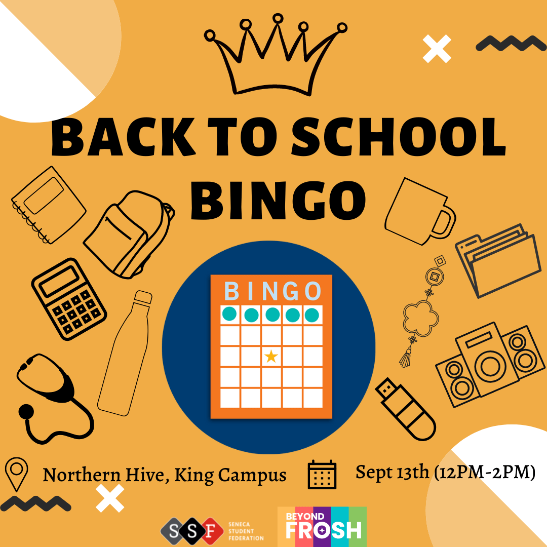 Back to school BINGO King Seneca Student Federation