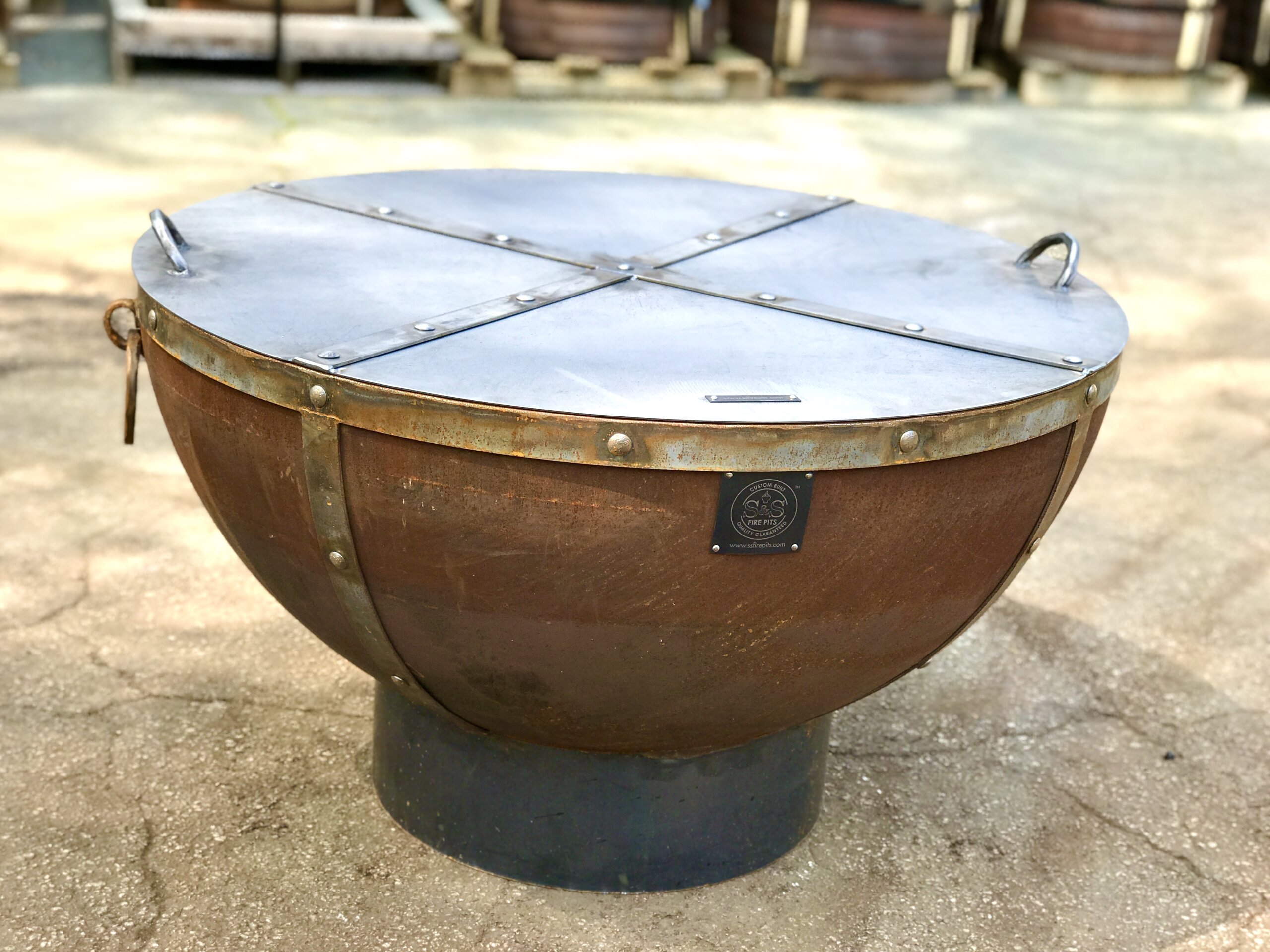 37" Steel Cauldron Snuffer Lid for Fire Pit Custom Fire Pits Unique Fire Pits Guaranteed